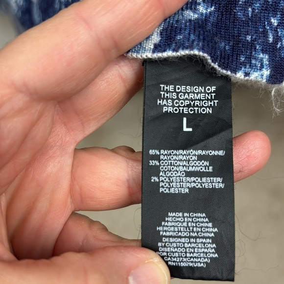 Custo Barcelona Navy and Red Leaf Print Sweater - L - Picture 8 of 12